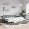 Image de vidaXL Slaapbank met onderschuifbed en lades 90x200 cm stof lichtgrijs3197688