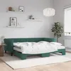 Image de vidaXL Slaapbank onderschuifbed matrassen 90x200cm fluweel donkergroen3197797