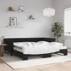 Image de vidaXL Slaapbank onderschuifbed en matrassen 100x200 cm fluweel zwart3197806