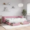 Image de vidaXL Lit de jour avec gigogne et tiroirs rose 80x200 cm velours 3197815