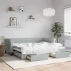Image de vidaXL Slaapbank onderschuifbed en lades 90x200 cm fluweel lichtgrijs3197819