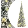 Image de vidaXL Sapin de Noël Artificiel Escamotable avec Neige Floquée 100 LED, Arbre de Noël avec Lumières, Décoration de Fête Vacance Intérieur Extérieur, 150 cm