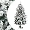 Image de vidaXL Sapin de Noël artificiel à charnières avec neige floquée 150 cm 357792