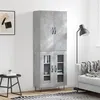 Image de vidaXL Buffet Haut, Armoire avec Portes et Pieds, Meuble de Rangement, Organisateur de Salon Salle de Séjour, Moderne, Gris Béton Bois d'Ingénierie
