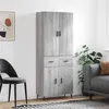 Image de vidaXL Buffet Haut, Armoire de Rangement avec Pieds, Meuble de Rangement, Organisateur Salon Salle de Séjour, Moderne, Sonoma Gris Bois d'Ingénierie