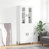 Image de vidaXL Buffet Haut, Armoire de Rangement avec Pieds, Meuble de Rangement, Organisateur Salon Salle de Séjour, Moderne, Blanc Bois d'Ingénierie 3198217