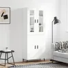 Image de vidaXL Buffet Haut, Armoire de Rangement avec Pieds, Meuble de Rangement, Organisateur Salon Salle de Séjour, Moderne, Blanc Bois d'Ingénierie
