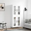 Image de vidaXL Buffet Haut, Armoire avec Pieds, Meuble de Rangement, Organisateur de Salon Salle de Séjour, Moderne, Blanc Bois d'Ingénierie