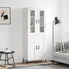 Image de vidaXL Buffet Haut, Armoire de Rangement avec Pieds, Meuble de Rangement, Organisateur Salon Salle de Séjour, Moderne, Blanc Bois d'Ingénierie