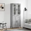 Image de vidaXL Buffet Haut, Armoire de Rangement avec Pieds, Meuble de Rangement, Organisateur Salon Salle de Séjour, Moderne, Gris Béton Bois d'Ingénierie
