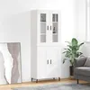 Image de vidaXL Buffet Haut, Armoire de Rangement avec Pieds, Meuble de Rangement, Organisateur Salon Salle de Séjour, Moderne, Blanc Bois d'Ingénierie