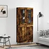 Image de vidaXL Buffet haut Chêne fumé 69,5x34x180 cm Bois d'ingénierie