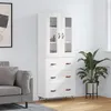 Image de vidaXL Buffet Haut, Armoire de Rangement avec Pieds, Meuble de Rangement, Organisateur Salon Salle de Séjour, Moderne, Blanc Bois d'Ingénierie 3198377