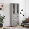Image de vidaXL Buffet haut Sonoma gris 69,5x34x180 cm Bois d'ingénierie 3198423