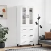 Image de vidaXL Buffet haut Blanc 69,5x34x180 cm Bois d'ingénierie 3198425