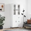 Image de vidaXL Buffet haut Blanc 69,5x34x180 cm Bois d'ingénierie 3198481