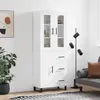 Image de vidaXL Buffet haut Blanc 69,5x34x180 cm Bois d'ingénierie 3198489