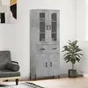Image de vidaXL Buffet Haut, Armoire de Rangement avec Pieds, Meuble de Rangement, Organisateur Salon Salle de Séjour, Moderne, Gris Béton Bois d'Ingénierie 3198541