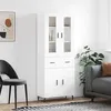 Image de vidaXL Buffet Haut, Armoire de Rangement avec Pieds, Meuble de Rangement, Organisateur Salon Salle de Séjour, Moderne, Blanc Bois d'Ingénierie