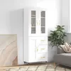 Image de vidaXL Buffet haut Blanc 69,5x34x180 cm Bois d'ingénierie 3198641