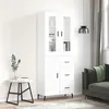 Image de vidaXL Buffet Haut, Armoire de Rangement avec Pieds, Meuble de Rangement, Organisateur Salon Salle de Séjour, Moderne, Blanc Bois d'Ingénierie
