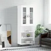 Image de vidaXL Buffet haut Blanc 69,5x34x180 cm Bois d'ingénierie3198697