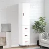 Image de vidaXL Buffet haut Blanc brillant 34,5x34x180 cm Bois d'ingénierie3198827