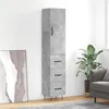 Image de vidaXL Buffet Haut, Armoire avec Portes et Pieds, Meuble de Rangement, Organisateur de Salon Salle de Séjour, Moderne, Gris Béton Bois d'Ingénierie
