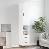 Image de vidaXL Buffet haut Blanc brillant 34,5x34x180 cm Bois d'ingénierie 3198891