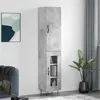 Image de vidaXL Buffet Haut, Armoire avec Portes et Pieds, Meuble de Rangement, Organisateur de Salon Salle de Séjour, Moderne, Gris Béton Bois d'Ingénierie