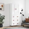 Image de vidaXL Buffet haut Blanc 69,5x34x180 cm Bois d'ingénierie
