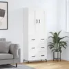 Image de vidaXL Buffet Haut, Armoire de Rangement avec Pieds, Meuble de Rangement, Organisateur Salon Salle de Séjour, Industriel, Blanc Bois d'Ingénierie