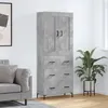 Image de vidaXL Buffet Haut, Armoire de Rangement avec Pieds, Meuble de Rangement, Organisateur Salon Salle de Séjour, Industriel, Gris Béton Bois d'Ingénierie