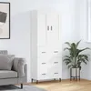 Image de vidaXL Buffet Haut, Armoire de Rangement avec Pieds, Meuble de Rangement, Organisateur Salon Salle de Séjour, Industriel, Blanc Bois d'Ingénierie 3199761