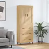 Image de vidaXL Buffet Haut, Armoire de Rangement avec Pieds, Meuble de Rangement, Organisateur Salon Salle de Séjour, Industriel, Chêne Sonoma Bois d'Ingénierie