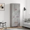 Image de vidaXL Buffet Haut, Armoire de Rangement avec Pieds, Meuble de Rangement, Organisateur Salon Salle de Séjour, Industriel, Sonoma Gris Bois d'Ingénierie