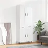 Image de vidaXL Buffet Haut, Armoire de Rangement avec Pieds, Meuble de Rangement, Organisateur Salon Salle de Séjour, Industriel, Blanc Bois d'Ingénierie