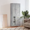 Image de vidaXL Buffet Haut, Armoire avec Portes et Pieds, Meuble de Rangement, Organisateur de Salon Salle de Séjour, Moderne, Gris Béton Bois d'Ingénierie