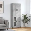 Image de vidaXL Buffet Haut, Armoire de Rangement avec Pieds, Meuble de Rangement, Organisateur Salon Salle de Séjour, Industriel, Gris Béton Bois d'Ingénierie
