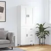 Image de vidaXL Buffet Haut, Armoire de Rangement avec Pieds, Meuble de Rangement, Organisateur Salon Salle de Séjour, Industriel, Blanc Bois d'Ingénierie