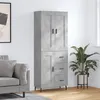 Image de vidaXL Buffet Haut, Armoire de Rangement avec Pieds, Meuble de Rangement, Organisateur Salon Salle de Séjour, Industriel, Gris Béton Bois d'Ingénierie
