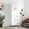 Image de vidaXL Buffet Haut, Armoire de Rangement avec Pieds, Meuble de Rangement, Organisateur Salon Salle de Séjour, Industriel, Blanc Bois d'Ingénierie 3200033