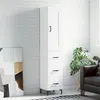Image de vidaXL Buffet Haut, Armoire de Rangement avec Pieds, Meuble de Rangement, Organisateur Salon Salle de Séjour, Moderne, Blanc Bois d'Ingénierie