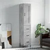 Image de vidaXL Buffet Haut, Armoire de Rangement avec Pieds, Meuble de Rangement, Organisateur Salon Salle de Séjour, Moderne, Gris Béton Bois d'Ingénierie 3200205