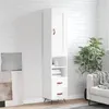 Image de vidaXL Buffet haut Blanc 34,5x34x180 cm Bois d'ingénierie 3200233