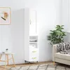 Image de vidaXL Buffet Haut, Armoire avec Portes et Pieds, Meuble de Rangement, Organisateur de Salon Salle de Séjour, Moderne, Blanc Bois d'Ingénierie 3200241