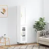 Image de vidaXL Buffet Haut, Armoire avec Portes et Pieds, Meuble de Rangement, Organisateur de Salon Salle de Séjour, Moderne, Blanc Bois d'Ingénierie