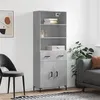Image de vidaXL Buffet Haut, Armoire de Rangement avec Pieds, Meuble de Rangement, Organisateur Salon Salle de Séjour, Moderne, Gris Béton Bois d'Ingénierie 3200517