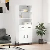 Image de vidaXL Buffet Haut, Armoire de Rangement avec Pieds, Meuble de Rangement, Organisateur Salon Salle de Séjour, Moderne, Blanc Bois d'Ingénierie