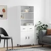 Image de vidaXL Buffet Haut, Armoire de Rangement avec Pieds, Meuble de Rangement, Organisateur Salon Salle de Séjour, Moderne, Blanc Bois d'Ingénierie